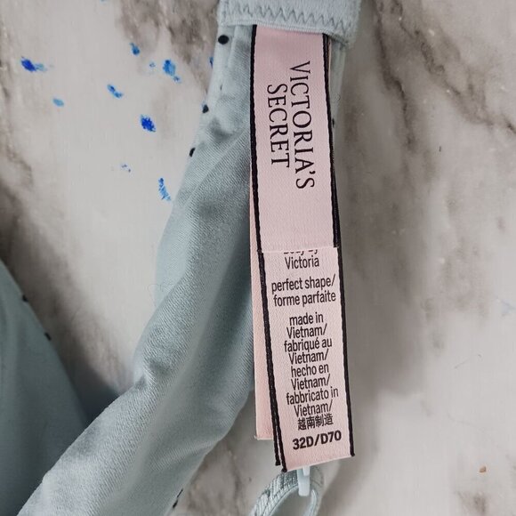 Victoria's Secret Body By Victoria Perfect Shape Bra Blue Black Polka Dot 32D - Picture 3 of 3